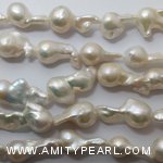 3425 nucleated freshwater pearl strand irregular shape about 11-13mm white